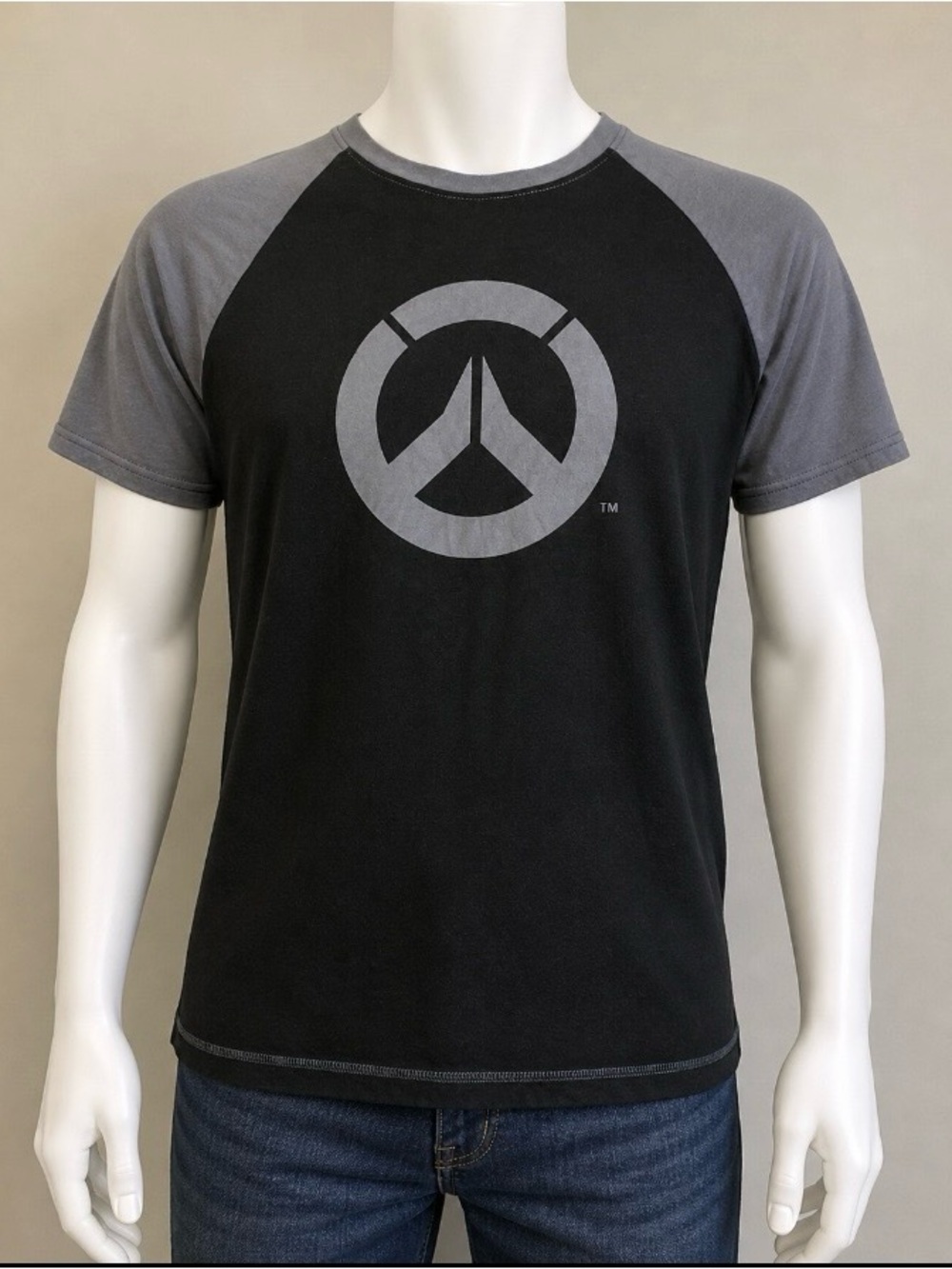 Overwatch Blizzard Entertainment Logo Raglan T Shirt Men’s Medium Black Gray